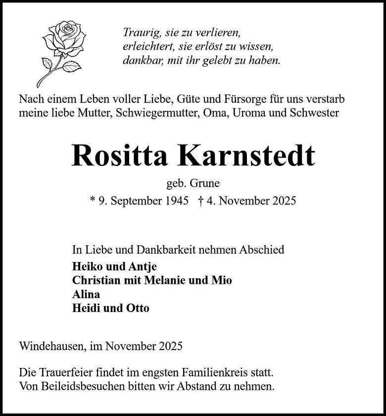 Traueranzeige (Foto: Bestattung Baumgarten)