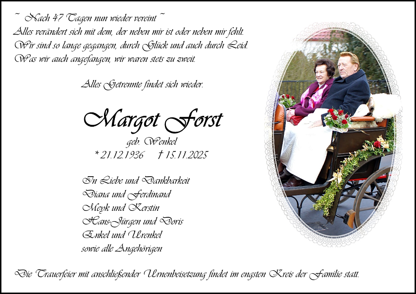 Traueranzeige (Foto: Bestattungshaus Schade)