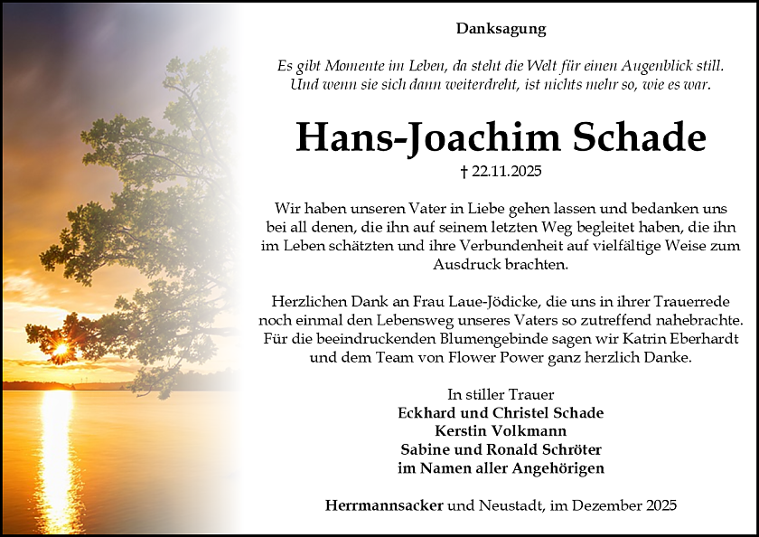 Danksagung (Foto: Bestattungshaus Schade)