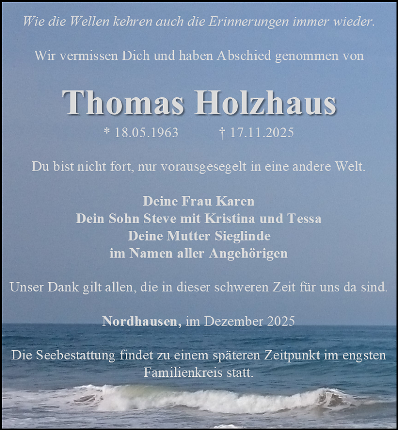 Traueranzeige (Foto: Bestattungshaus Schade)