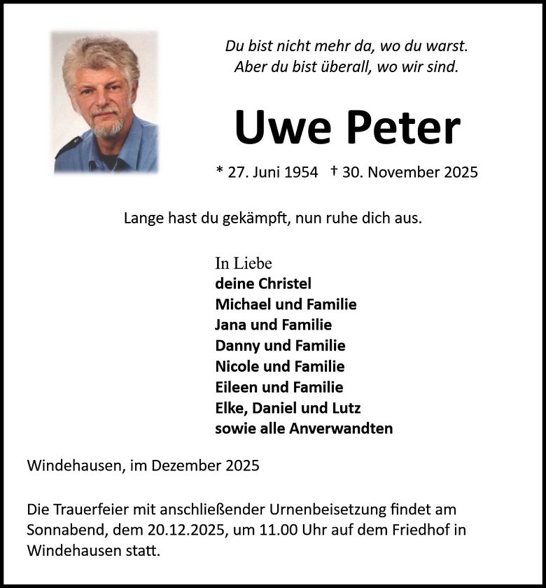 Traueranzeige (Foto: Bestattung Baumgarten)