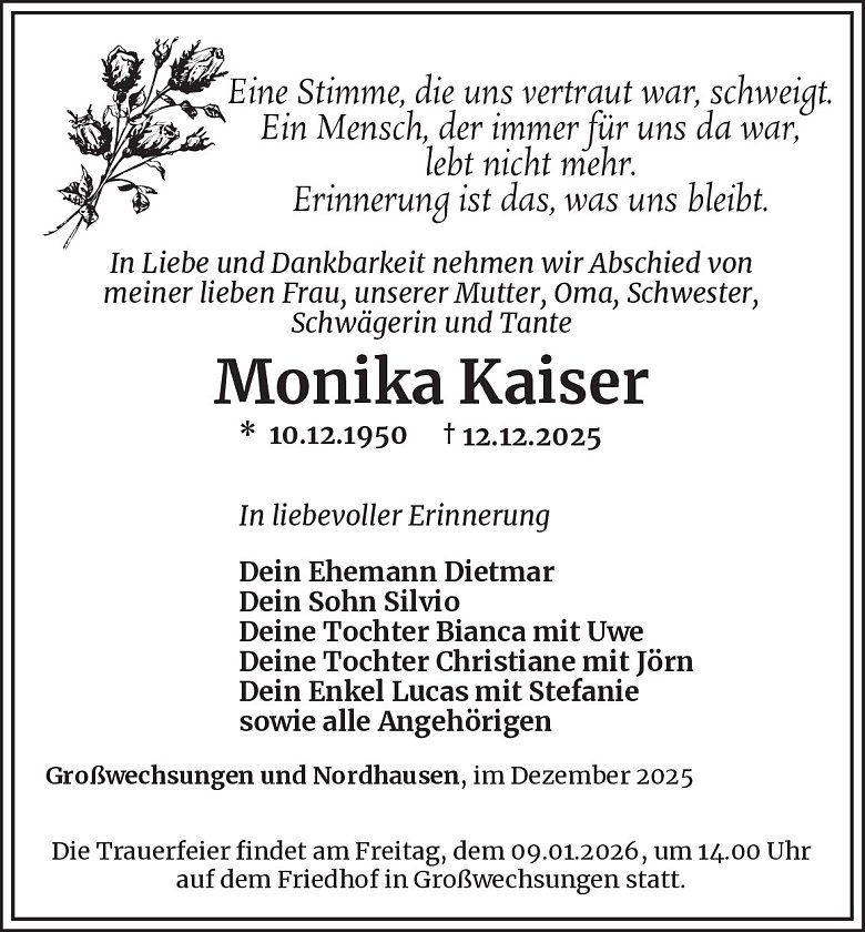 Traueranzeige (Foto: Best. Westerhausen)