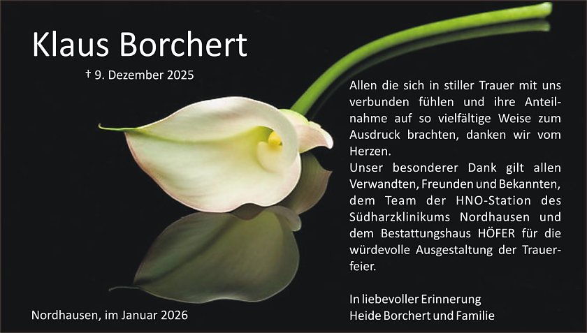 Dankanzeige Klaus Borchert (Foto: keine Angaben)