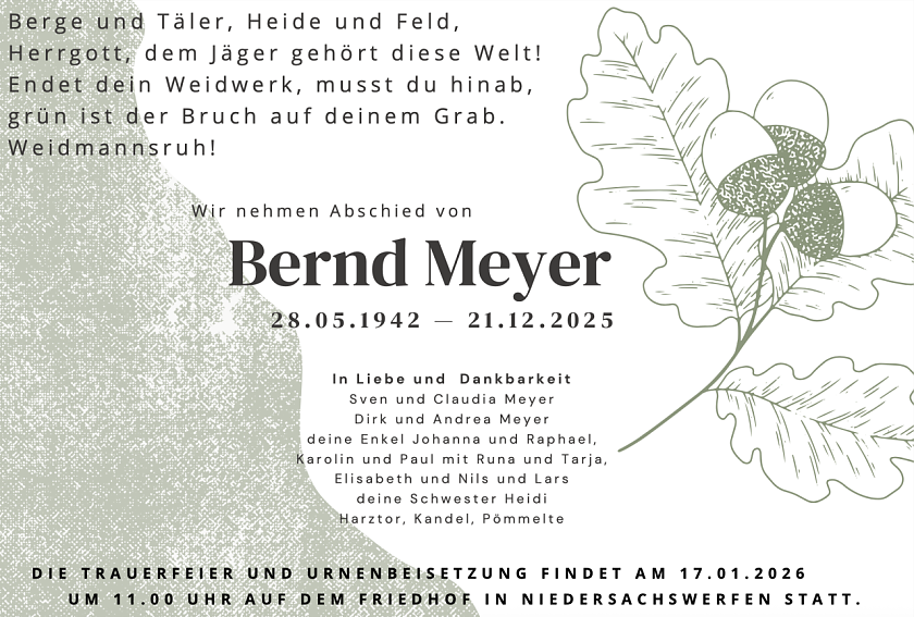 Traueranzeige Bernd Meyer (Foto: privat)