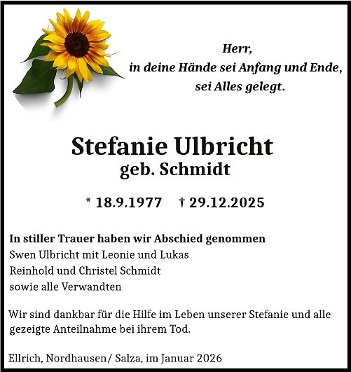 Traueranzeige/ Danksagung (Foto: Bestattungen Kramer)