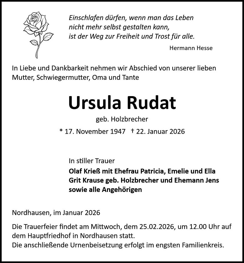 Traueranzeige (Foto: Bestattung Baumgarten)