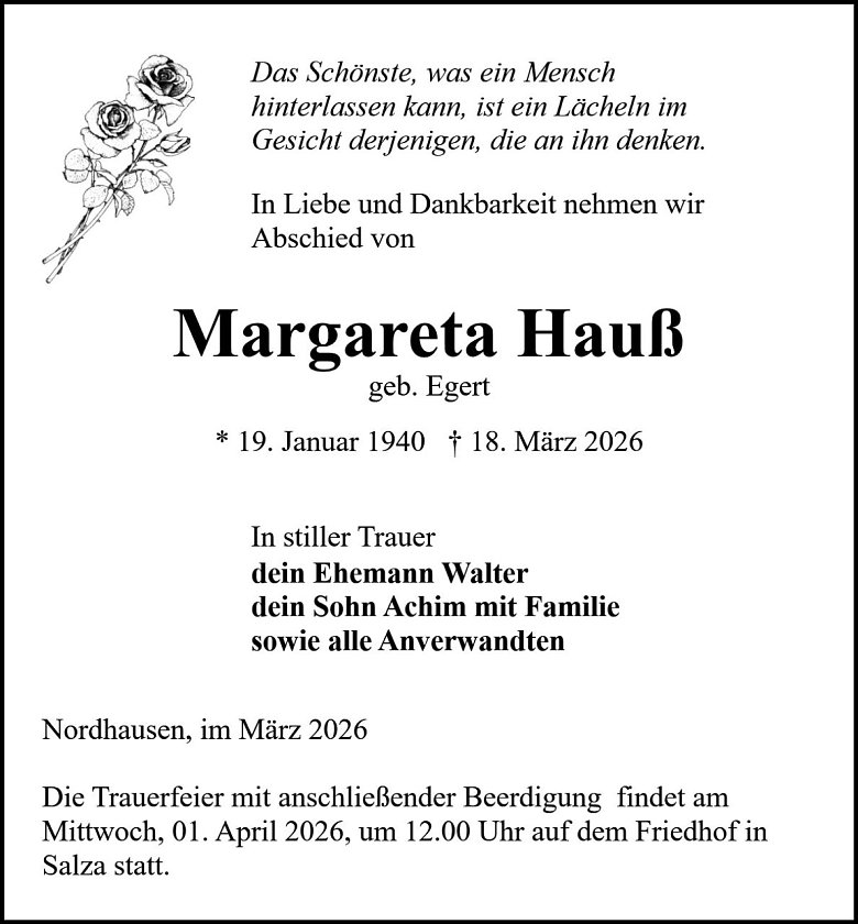 Traueranzeige (Foto: Bestattung Baumgarten)