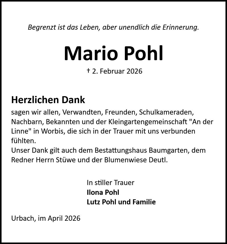 Danksagung (Foto: Bestattung Baumgarten)