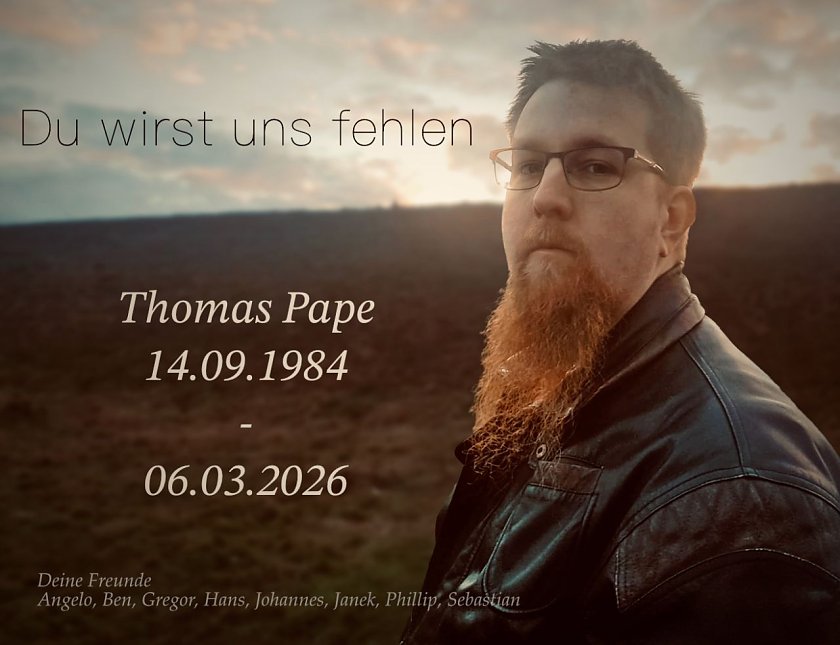 Traueranzeige Thomas Pape (Foto: agl)