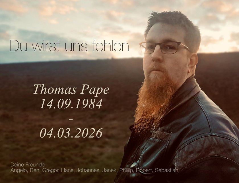 Traueranzeige Thomas Pape (Foto: agl)