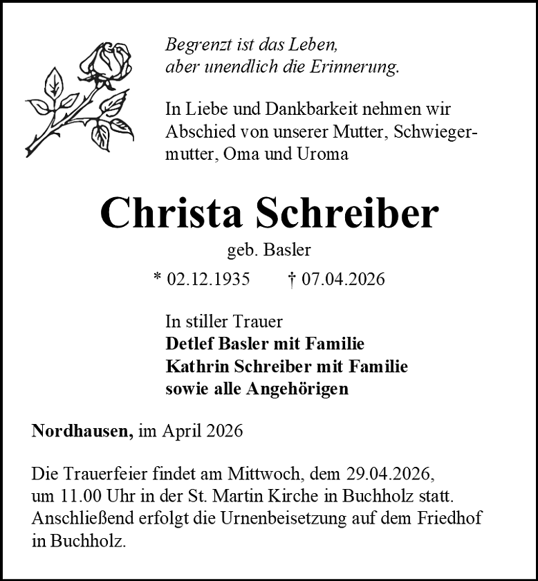 Traueranzeige (Foto: Schade)