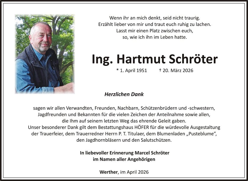 Dankanzeige Hartmut Schr&ouml;ter (Foto: keine Angaben)