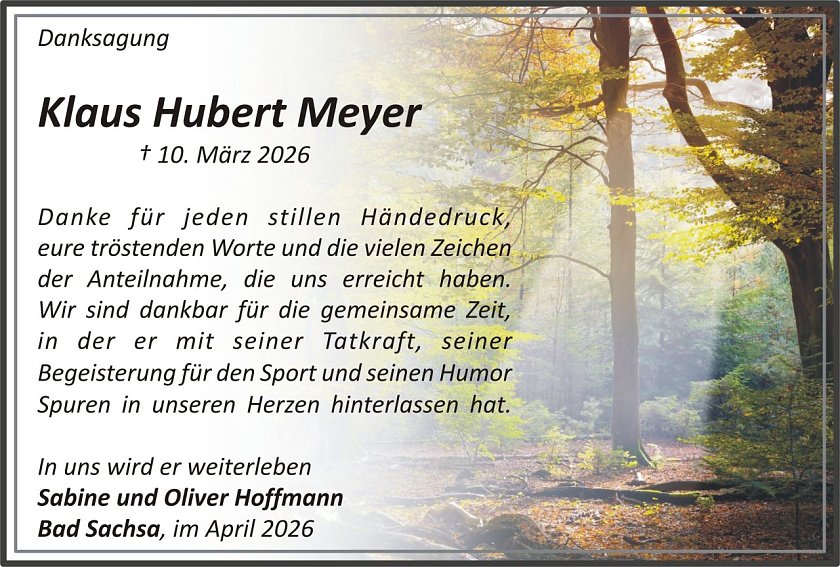Dankanzeige Klaus Hubert Meyer (Foto: keine Angaben)