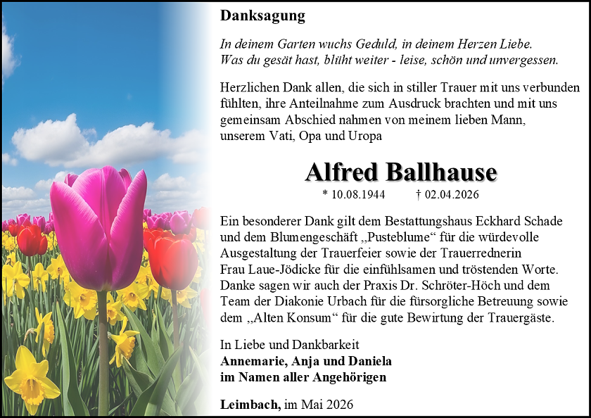 Danksagung (Foto: Schade)