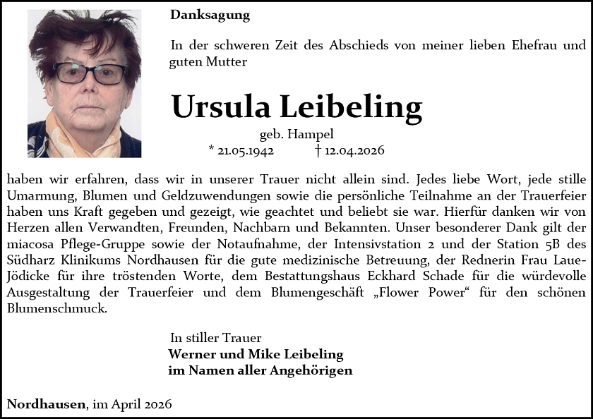 Danksagung (Foto: Bestattungshaus Schade)