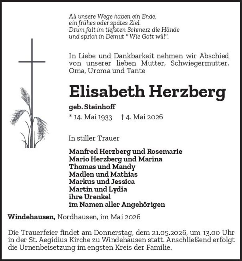 Traueranzeige (Foto: Bestattung Baumgarten)