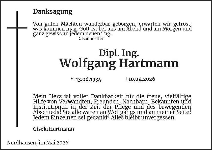 Danksagung (Foto: Bestattungen Kramer)
