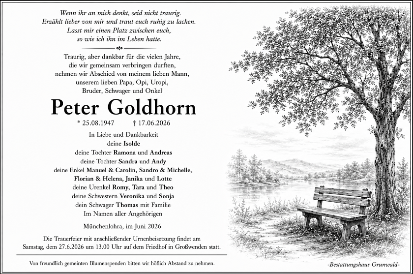 Traueranzeige Goldhorn (Foto: privat)