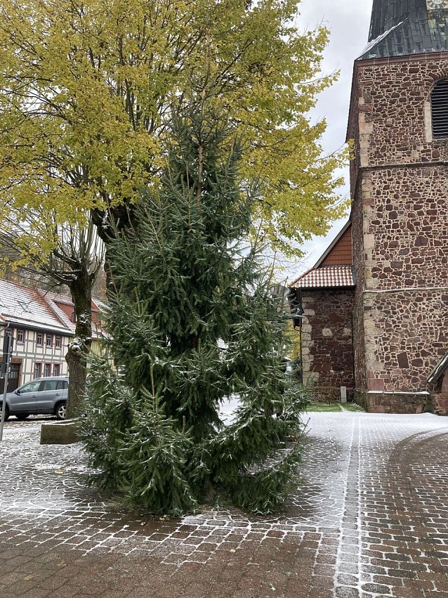 Bild: Auf dem Neust&auml;dter Kirchplatz wird es langsam weihnachtlich