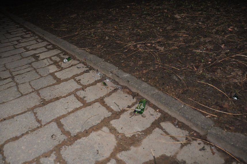 Scherben in der Promenade