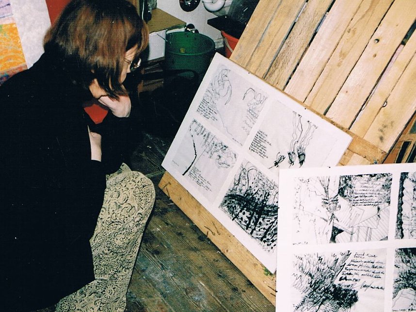 Kirsch zu Besuch in Albrechts Atelier