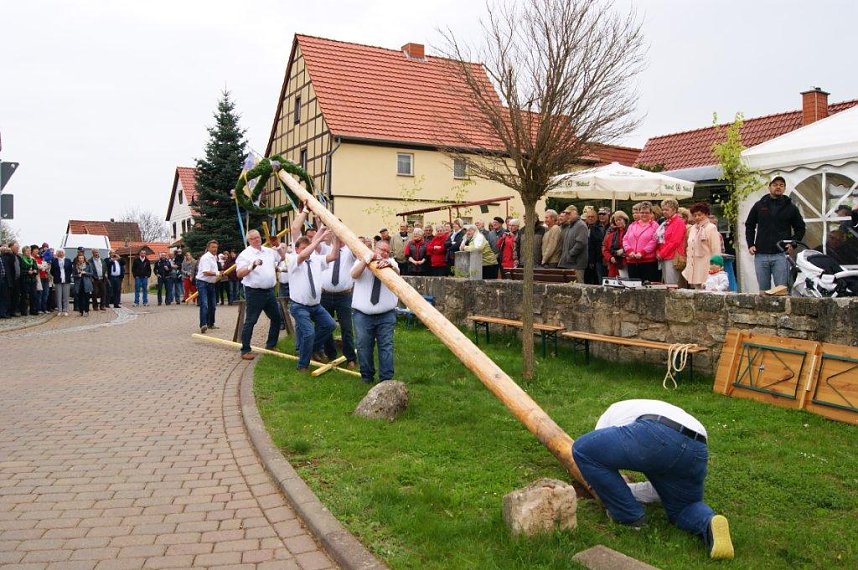 Maibaum in Obergebra gesetzt