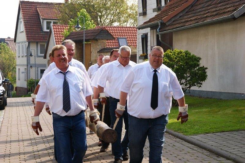 Maibaum in Obergebra gesetzt