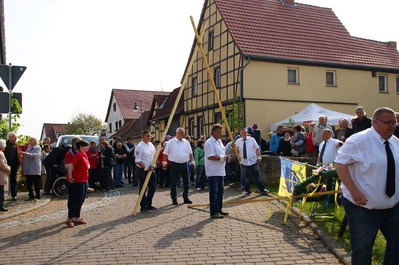 Maibaum in Obergebra gesetzt