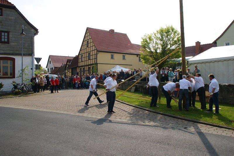 Maibaum in Obergebra gesetzt
