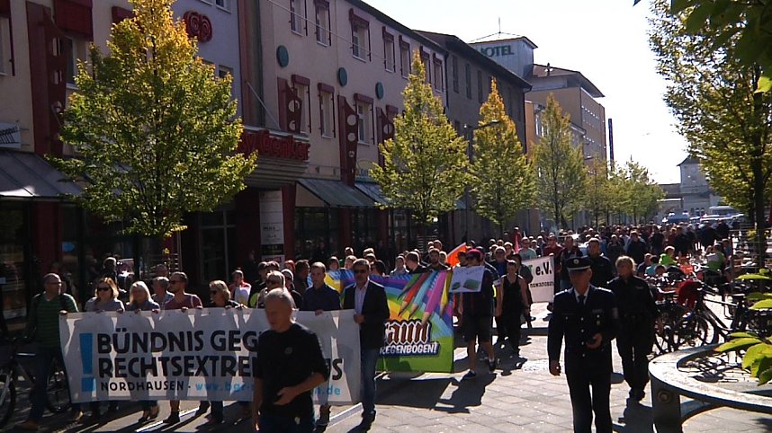 Demonstration und Gegendemonstration in Nordhausen