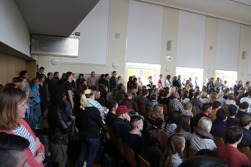 Volles Haus im Audimax - an der Nordh&auml;user Hochschule wurden heute die Neuzug&auml;nge immatrikuliert