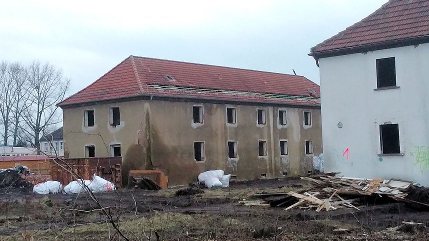 Abrissarbeiten auf dem Drei-Streif-Gel&auml;nde