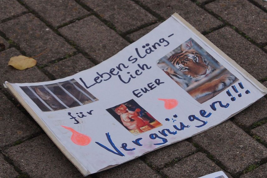 Tiersch&uuml;tzer protestieren gegen Zirkus mit Wildtieren