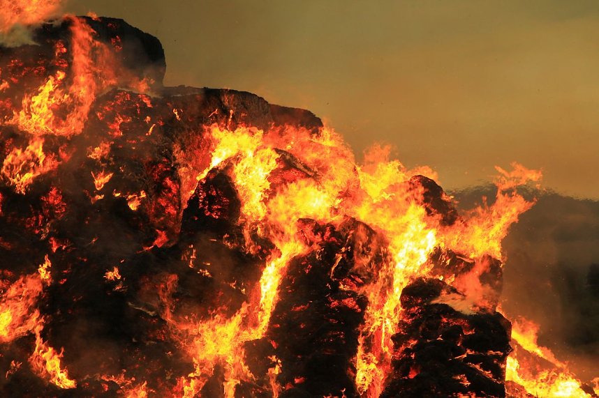 Fast 500 Strohballen brennen bei Auleben