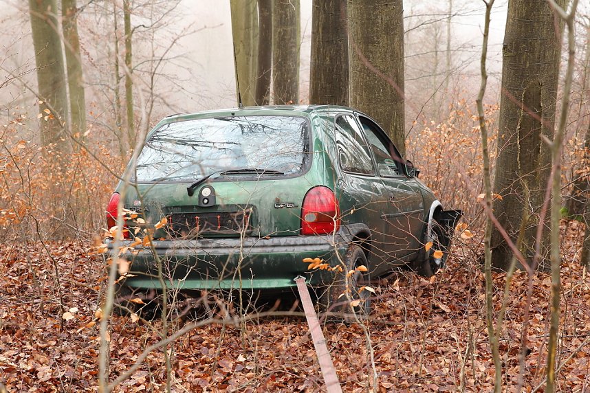 auto im Wald