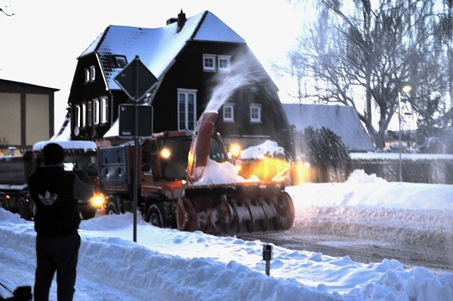 Schneefr&auml;se in Heringen im Einsatz