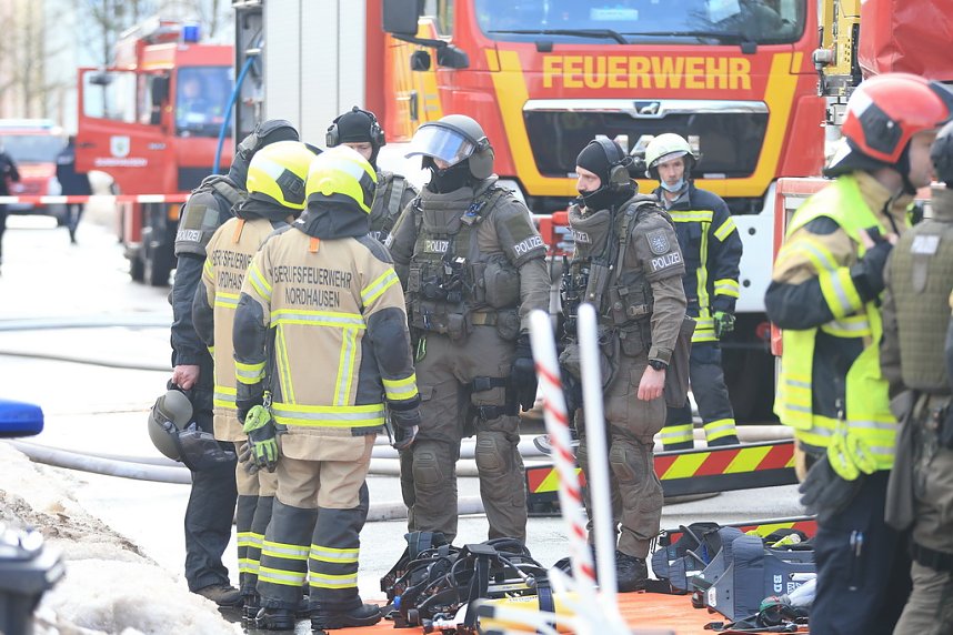 Gro&szlig;einsatz in der Bochumer Stra&szlig;e in Nordhausen