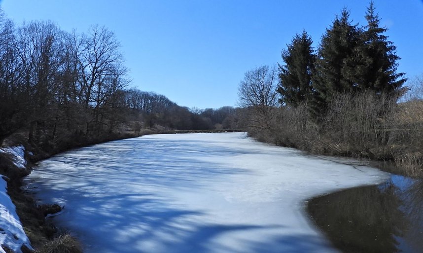 Peter Blei unterwegs am zugefrorenen Rostenteich
