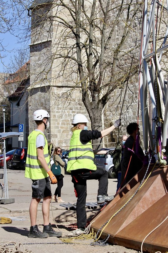 Aufbau des Umweltpavillions 