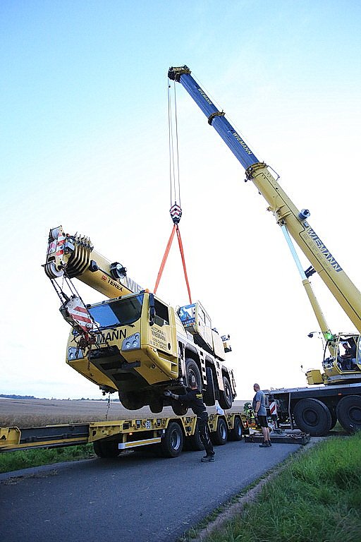 Umgest&uuml;rzte Kran bei Uthleben