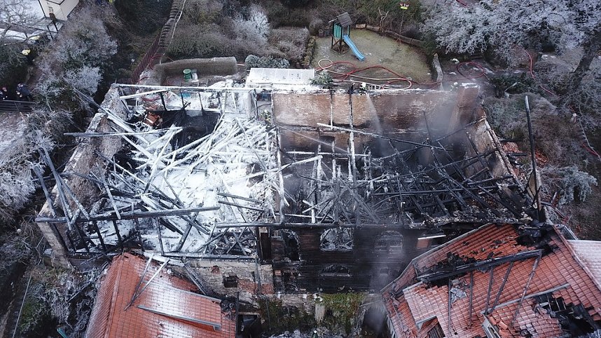 Luftbilder vom Brandort in der Nordh&auml;user Altstadt