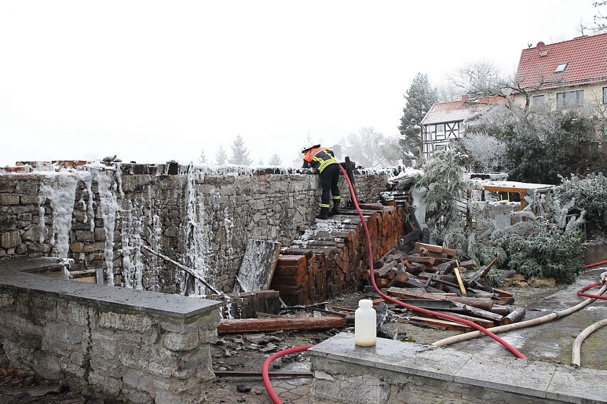 Luftbilder vom Brandort in der Nordh&auml;user Altstadt