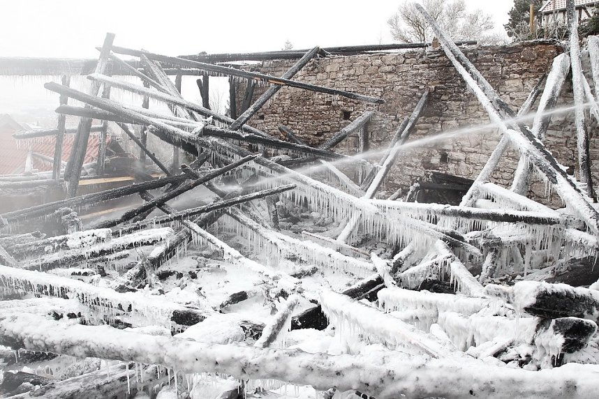 Luftbilder vom Brandort in der Nordh&auml;user Altstadt