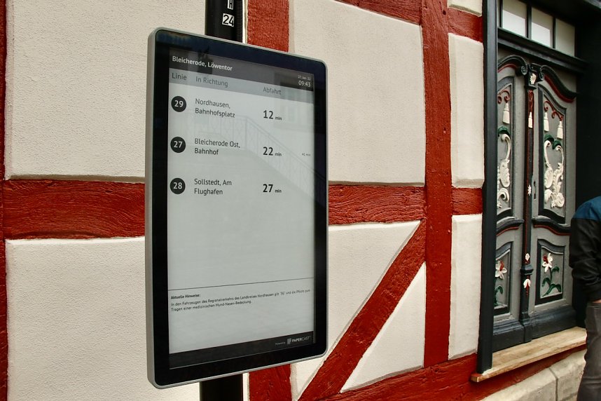 Digitale Anzeigetafeln f&uuml;r Bleicherode und Sollstedt