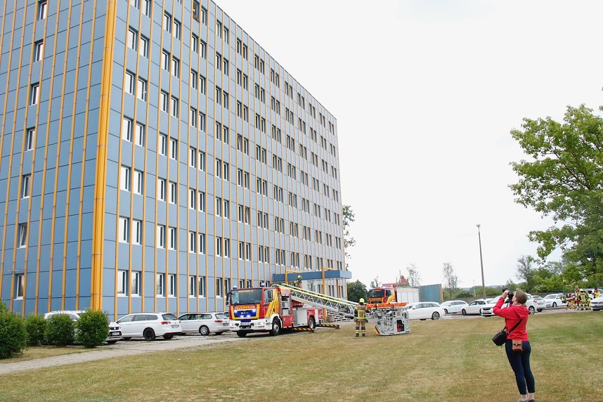 Auf dem Schachtbaugel&auml;nde fand heute eine Gro&szlig;&uuml;bung von Feuerwehr und Rettungskr&auml;ften statt