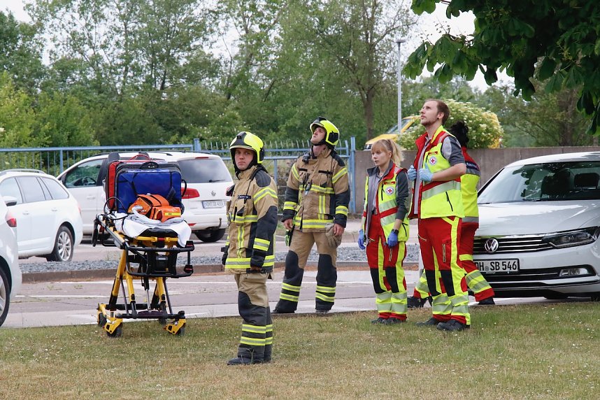 Auf dem Schachtbaugel&auml;nde fand heute eine Gro&szlig;&uuml;bung von Feuerwehr und Rettungskr&auml;ften statt