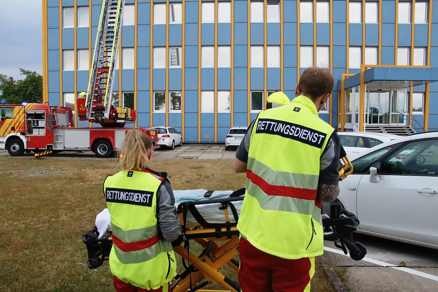 Auf dem Schachtbaugel&auml;nde fand heute eine Gro&szlig;&uuml;bung von Feuerwehr und Rettungskr&auml;ften statt