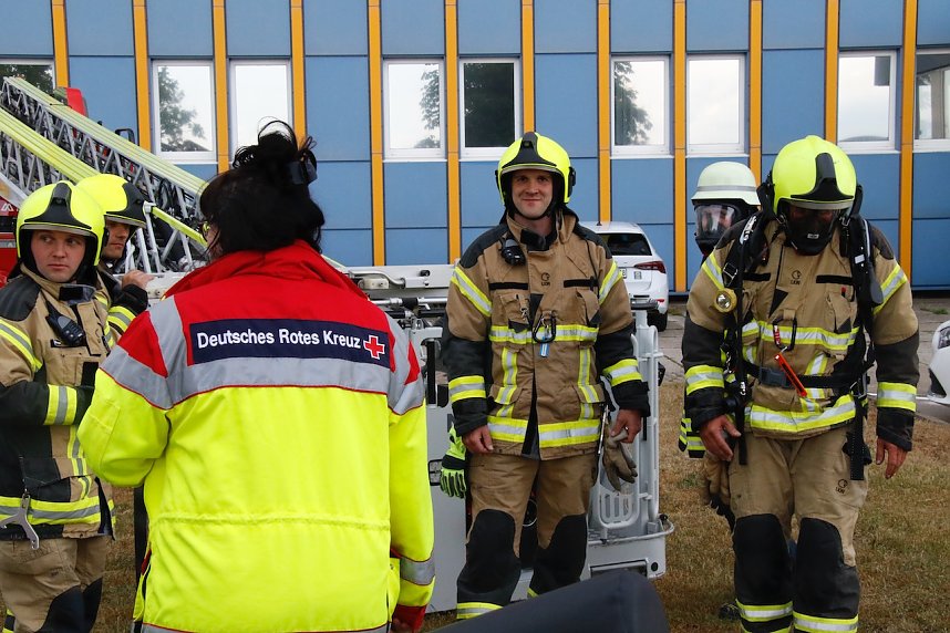 Auf dem Schachtbaugel&auml;nde fand heute eine Gro&szlig;&uuml;bung von Feuerwehr und Rettungskr&auml;ften statt