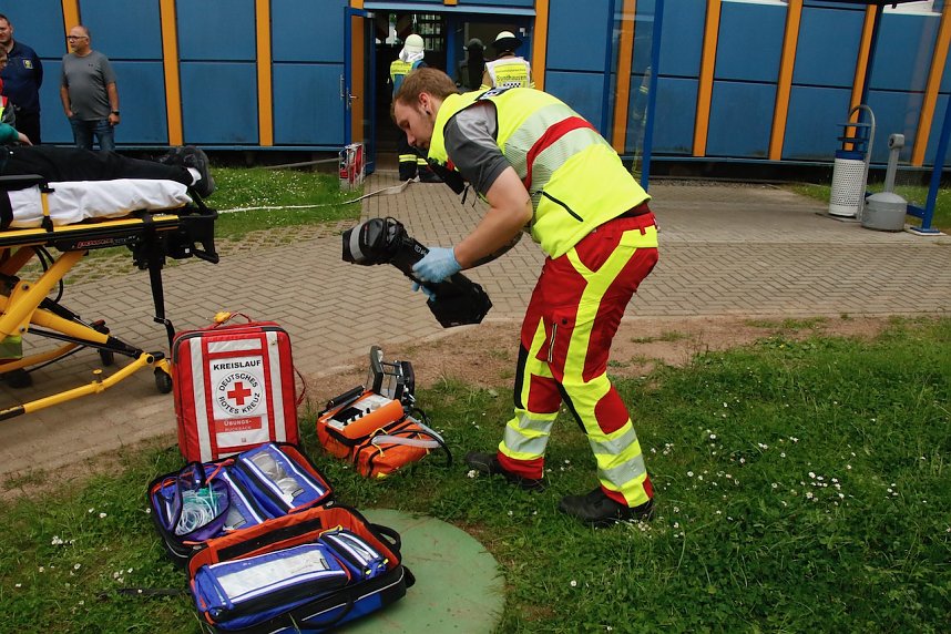 Auf dem Schachtbaugel&auml;nde fand heute eine Gro&szlig;&uuml;bung von Feuerwehr und Rettungskr&auml;ften statt