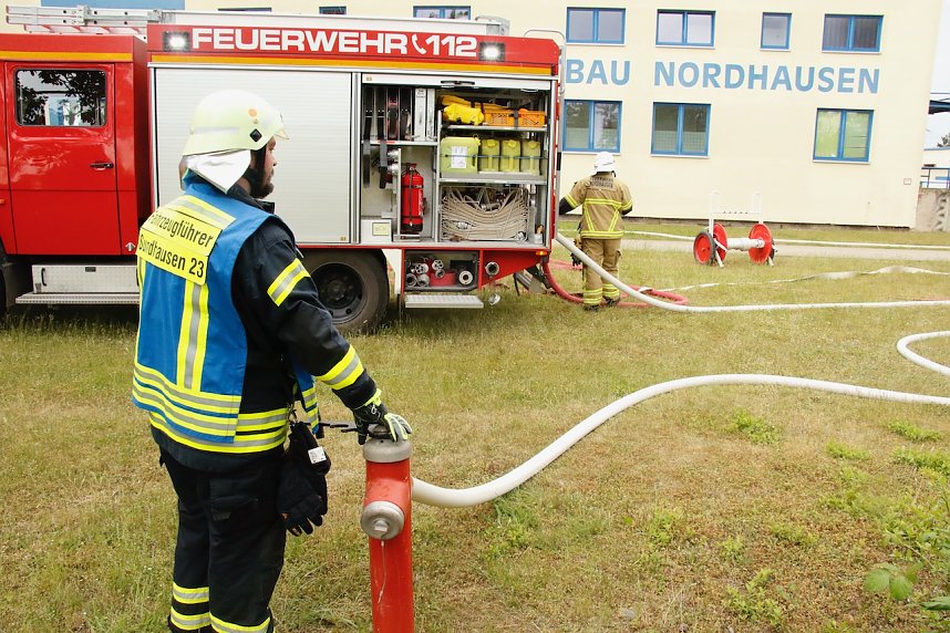 Auf dem Schachtbaugel&auml;nde fand heute eine Gro&szlig;&uuml;bung von Feuerwehr und Rettungskr&auml;ften statt